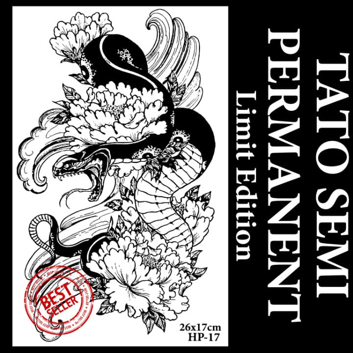 TATOMANIA-Stiker tato temporer semi permanen Motif Ular HP-17