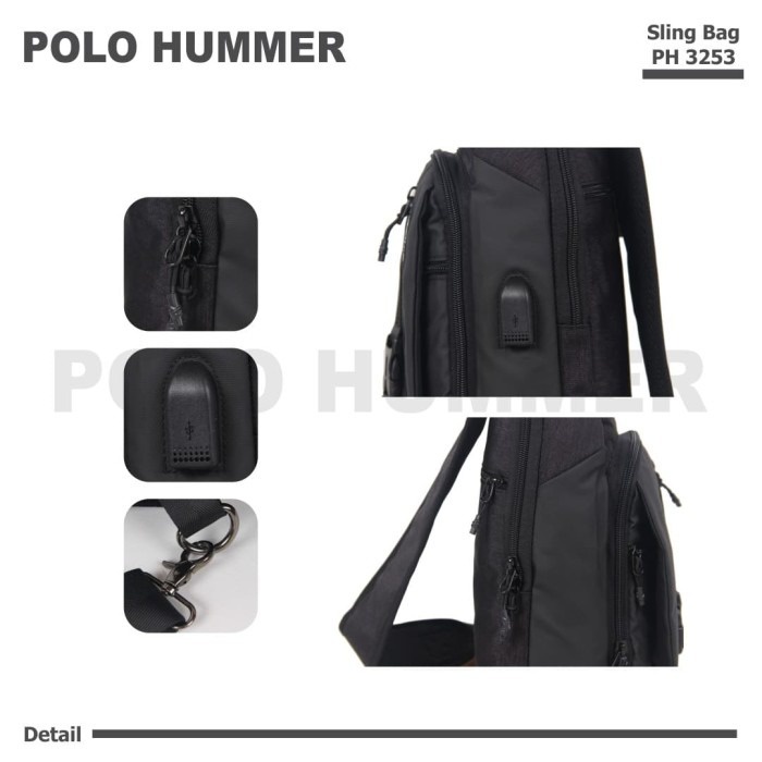 [KLIKTAS] Tas slempang Pria impor Polo Hummer - PH 3253- sling bag USB