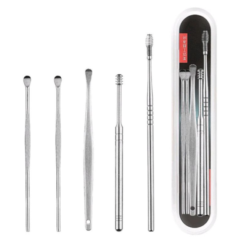 [366SP] KOREK KUPING SET 5 PCS / PEMBERSIH KOTORAN TELINGA BAHAN STAINLESS