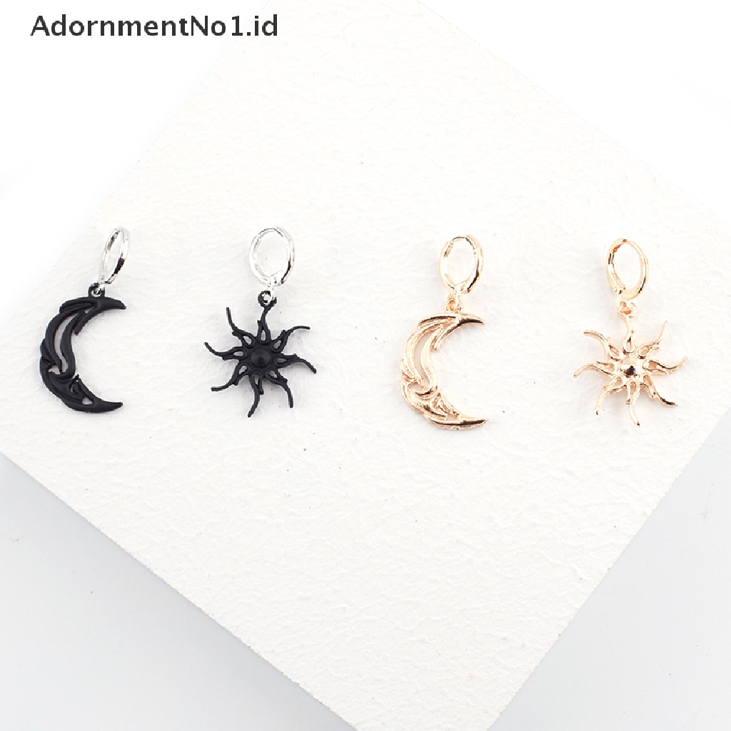 [AdornmentNo1] Sun Moon Menjuntai Earring Asimetris Anting Abstrak Untuk Wanita Fashion Perhiasan [ID]