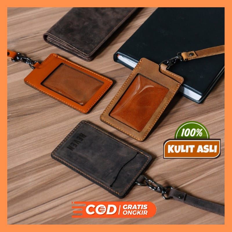 Jual Id Card Holder Pria Wanita Arca Lanyard Bahan Kulit Sapi Asli 100 Premium Original Model