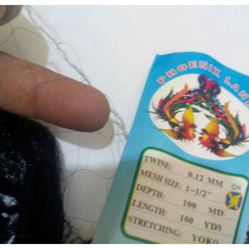 jaring burung hitam  1 1/2 inchi senar 012 100md x100yard=3.7mx93m