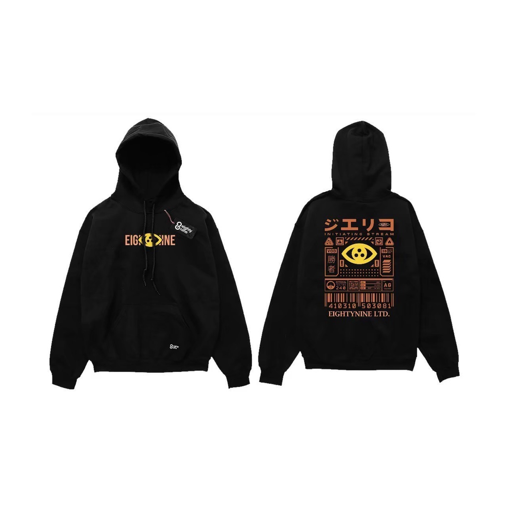 Sweater Hoodie Eighty Nine Warna Hitam Gambar Belakang / Hoodie Pria Distro Original Eighty Nine / Jaket Sweater Katun Fleece Tebal / Sweater Atlethis Pria Wanita Unisex Terlaris