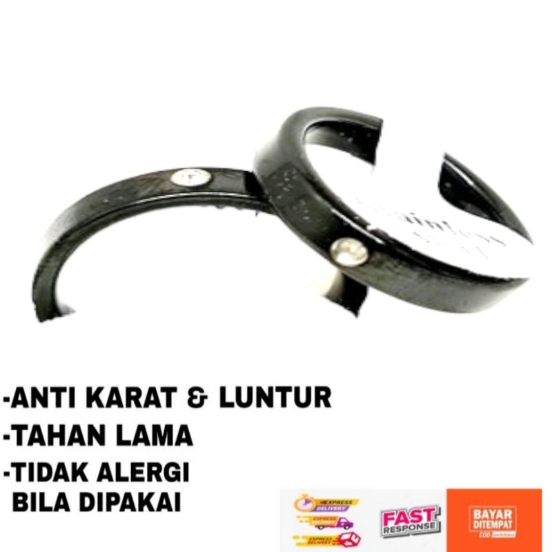 Cincin Titanium/Couple Mata Satu POLOS DATAR HITAM