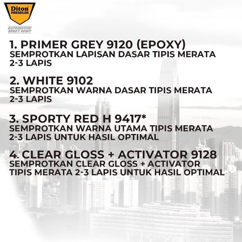 Pilok Pilox Cat Diton Premium Sporty RED 9417 H9417 Merah Sporty 400cc Cat Semprot Diton Premium Tahan Bensin