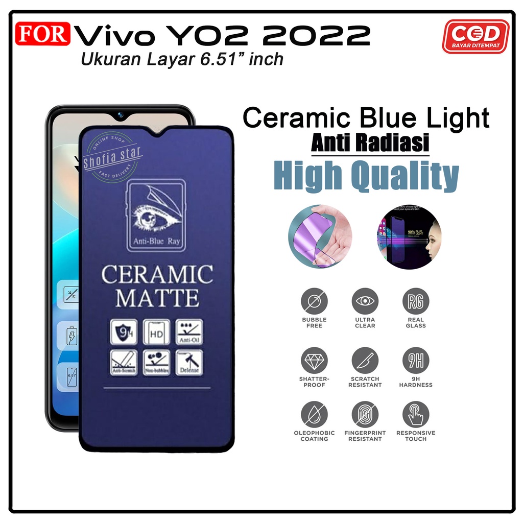 Promo Tempered Glass Ceramic Privacy Vivo Y02 2022 Y01 Y12 Y91 Y30 Y50 Y20 Y15s Anti Gores Anti Spy Full Layar