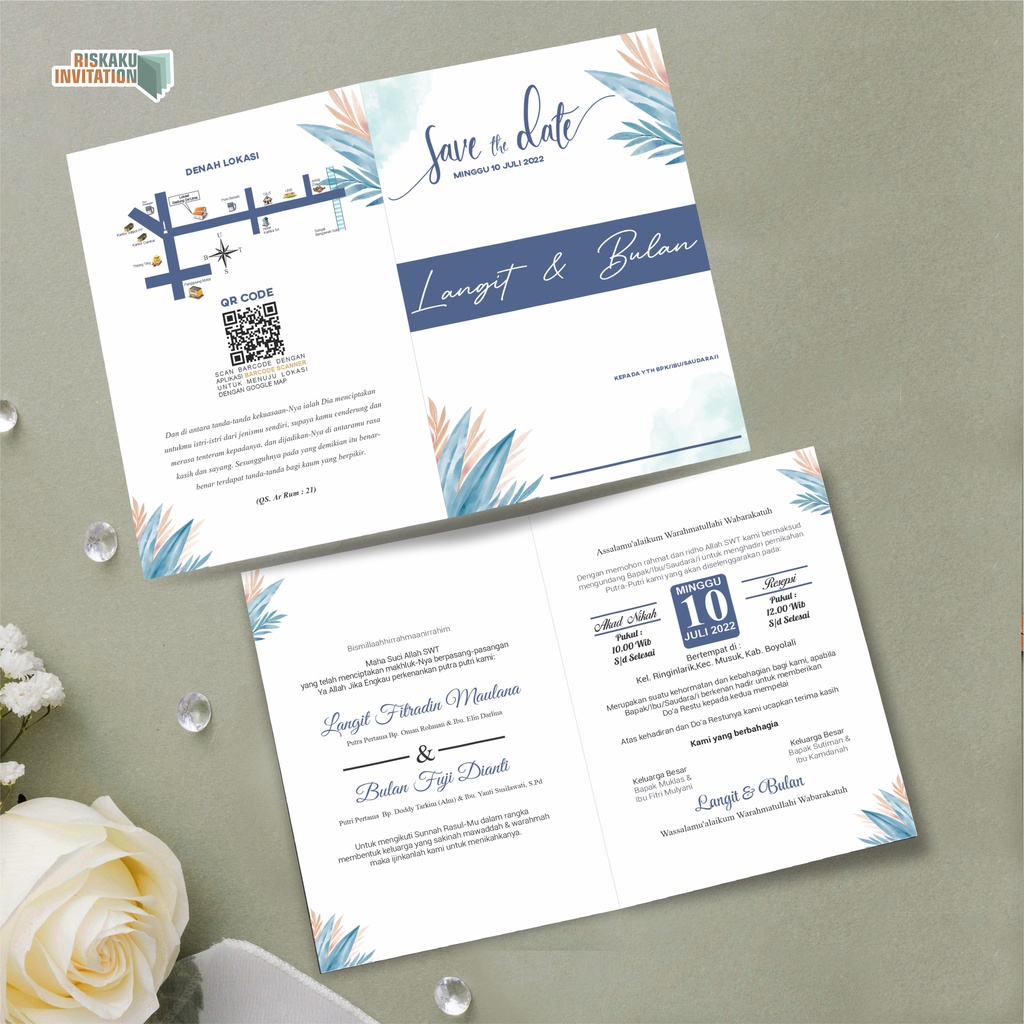 Undangan Pernikahan Murah Simpel Elegan Jasmine Glitter