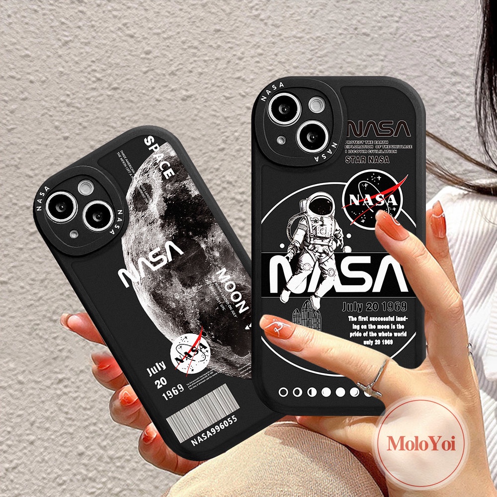 IPHONE Casing NASA Merek Trendi Kompatibel Untuk Iphone14 11 13 12 Pro MAX 6Plus 7Plus 6 6s 78 Plus 14 Plus XR X XS MAX SE 2020 Casing Handphone Belakang TPU Lembut