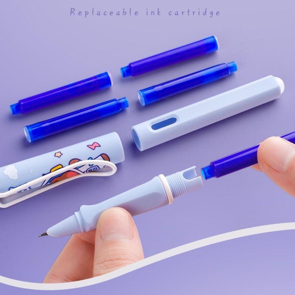 Lanfy Thermal Erasable Fountain Pen Set Kartun 0.38mm Siswa Stationary Menulis Sekolah Kantor Perlengkapan Tergantikan Tinta Kapsul Kaligrafi Pena