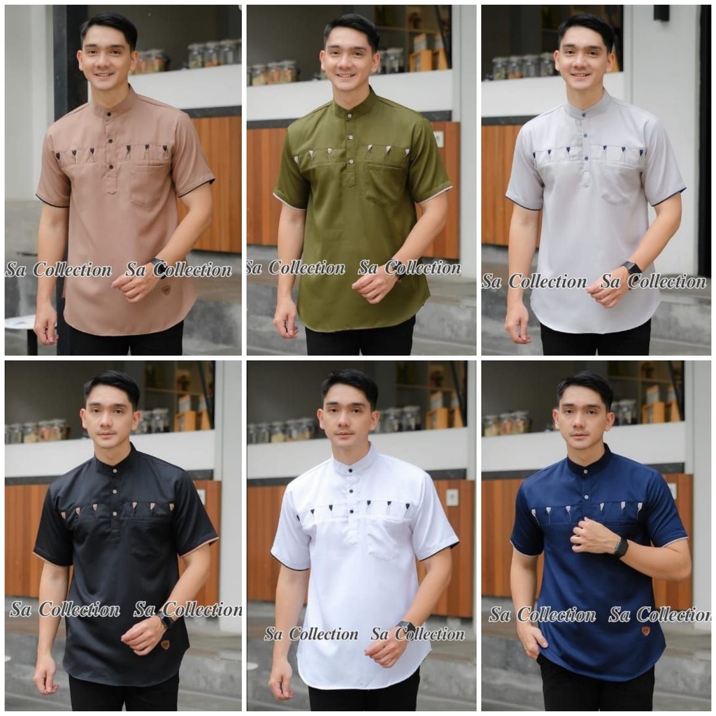 Baju Koko Kurta Lengan Pendek Baju Koko Fashion Muslim Pria Dewasa Terbaru Bahan Toyobo