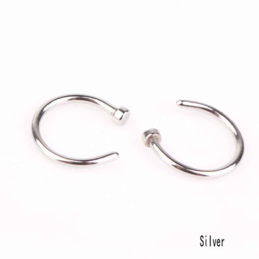 [Birth] 2pcs Stainless Steel Hidung Terbuka Hoop Ring Earring Body Studs [ID]