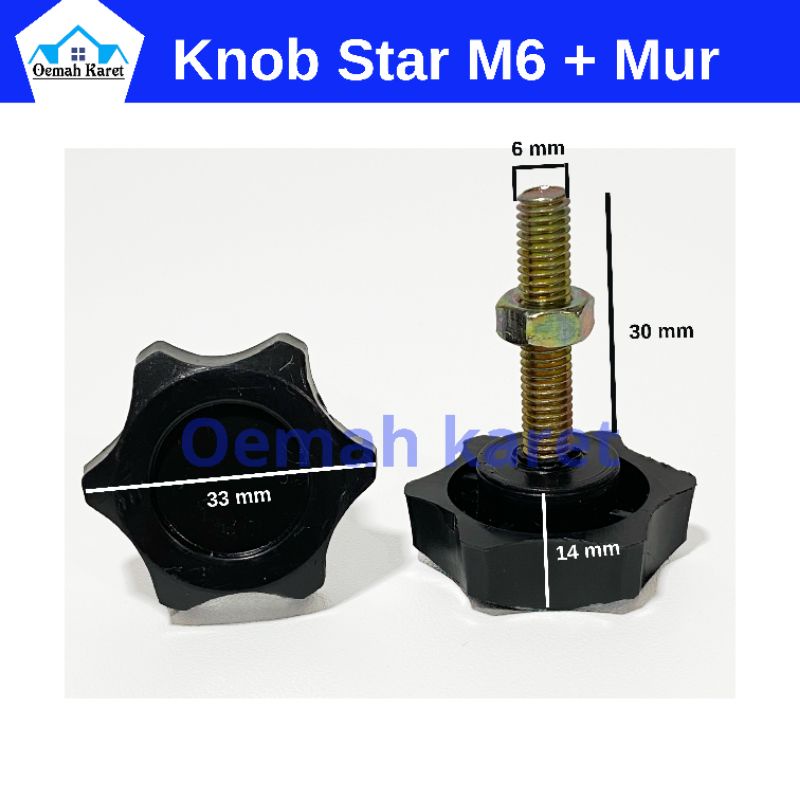 Jual Knob Star Adjuster Baut M6 T30 + Mur 2PCS Shopee Indonesia