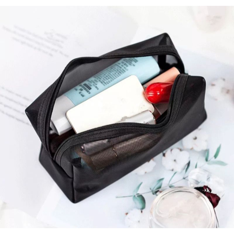 Tas makeup kosmetik pouch bag kotak jaring polister