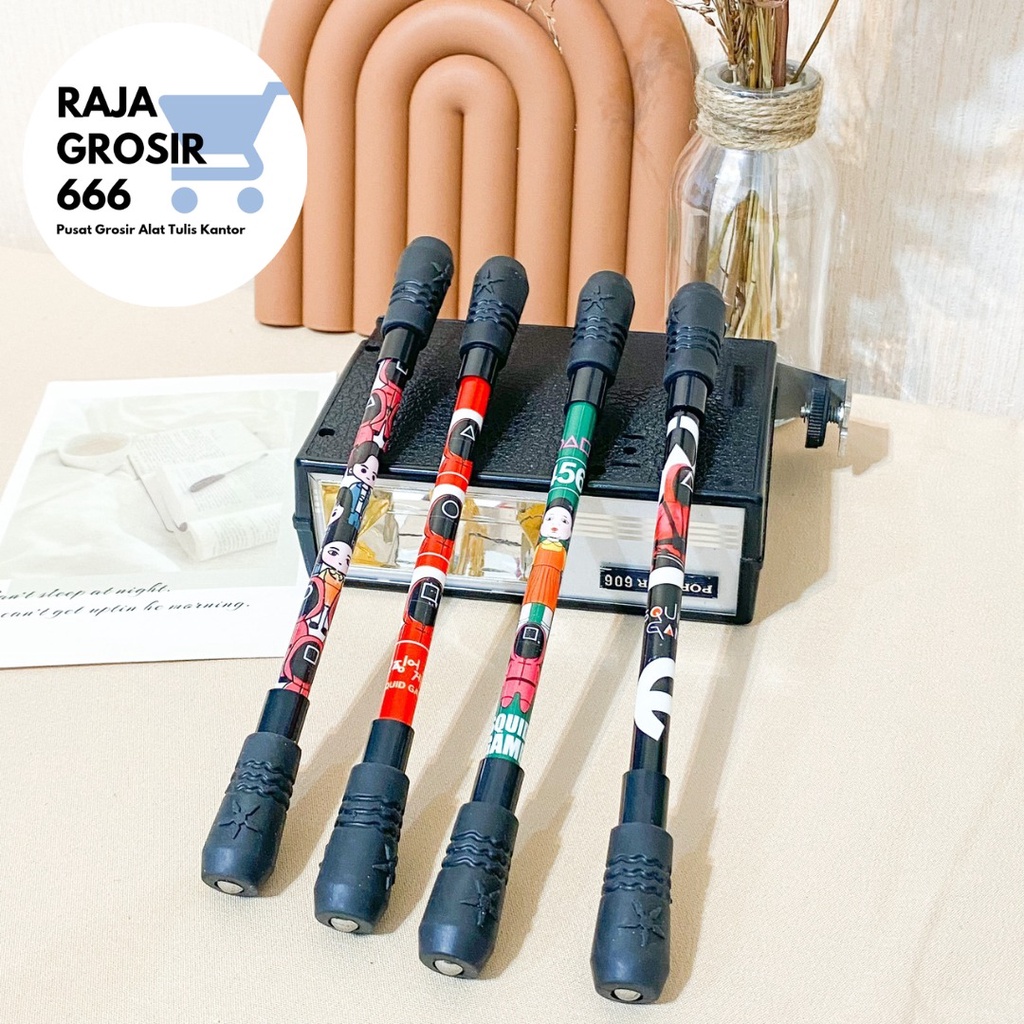 

pulpen tongkat putar magnet SQUID GAME pen bolpen kreatif spinner lucu
