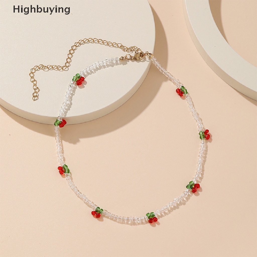 Hbid Wanita Manis Cherry Choker Transparan Beads Kalung Buah Pesta Perhiasan Hadiah Glory