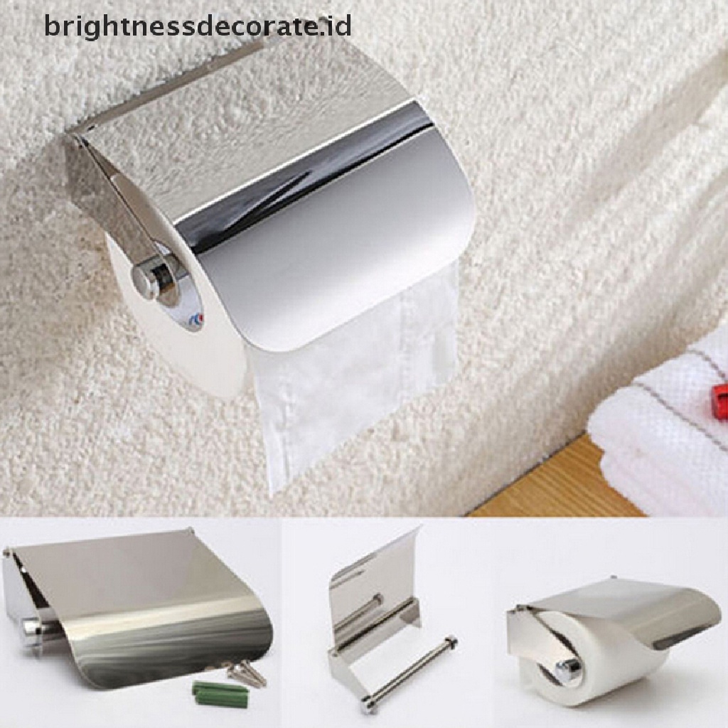 [Birth] Tempat Kertas Toilet Kamar Mandi Stainless Steel Kotak Tisu Gulung Tempel Dinding Holder [ID]