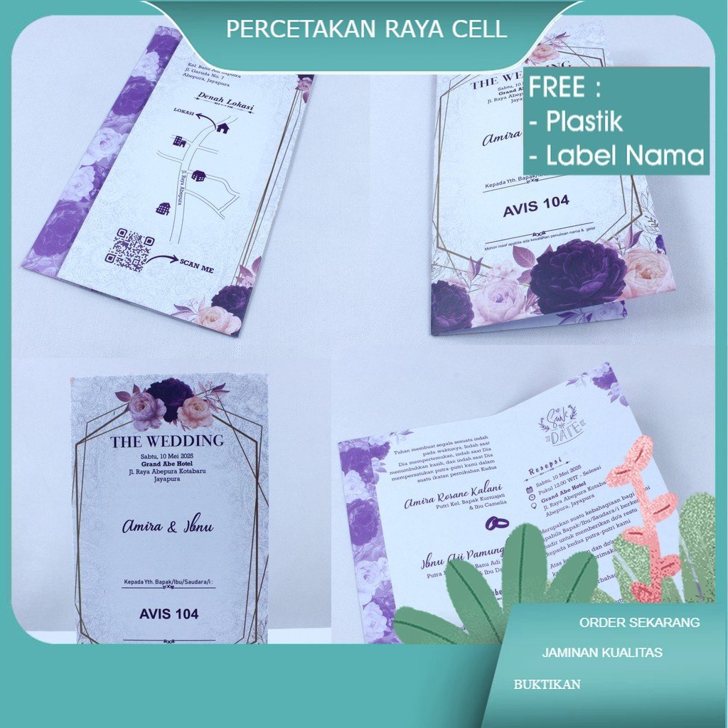 

Undangan Desain Avis 104 The Wedding Bisa Pernikahan, Ngunduh Mantu, Tasyakuran Murah Sudah Cetak