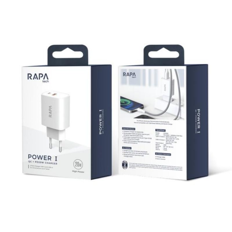 RAPAtech CH1020 Adaptor QC3.0 + PD 20W Charger