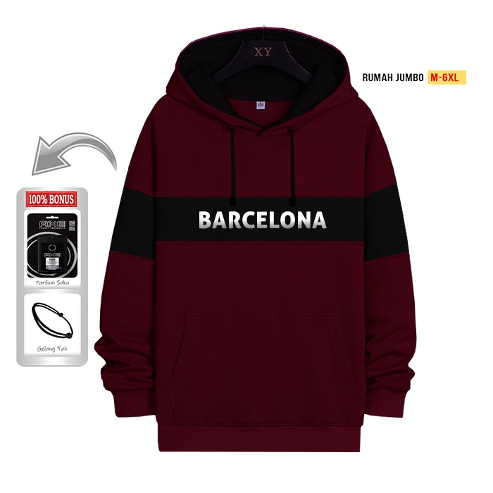 SWEATER HOODIE OVERSIZE M-6XL BARCELONA CITY HOODIE UNISEX JUMBO JAKET SWITER PRIA WANITA