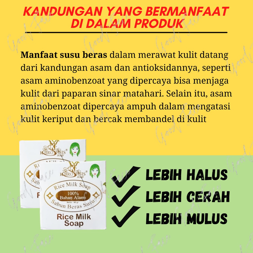 SABUN PEMUTIH WAJAH - PEMUTIH WAJAH - PEMUTIH BADAN - KBROTHSIS RICE MILK SOAP - SABUN BERAS SUSU ORIGINAL BPOM - SABER