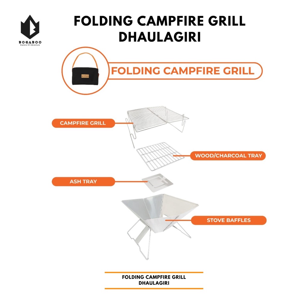 BISA COD Dhaulagiri Folding Camp Grill -  Barbeque Grill - Alat Pemanggang - ALat Panggang Grill Portable