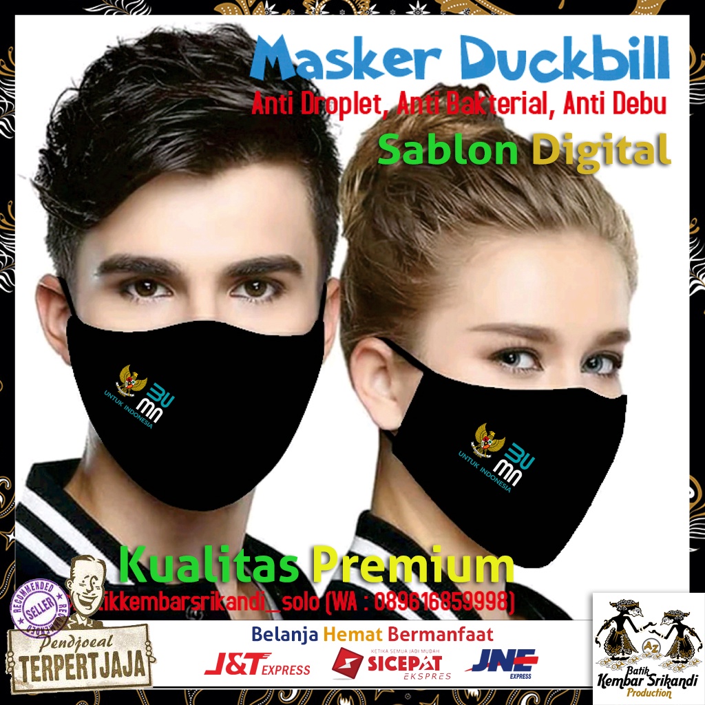 Masker BUMN Indonesia Bordir Sablon Terlaris Kualitas Premium Langsung Produsen