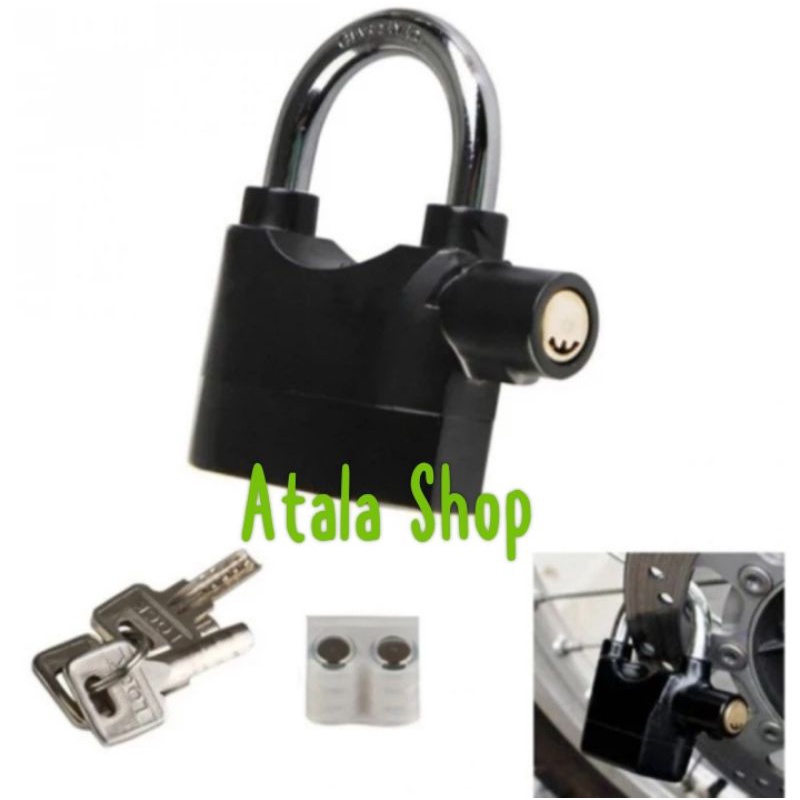 Gembok Cakram Alarm Padlock Sensor Getar 110 db
