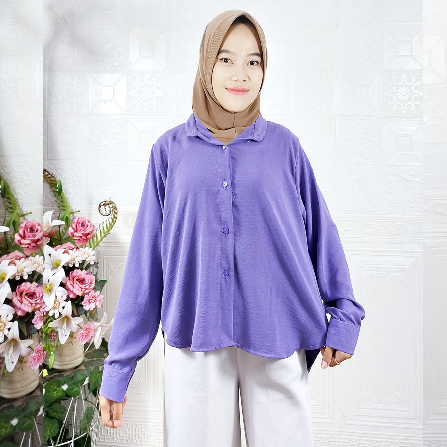 CARLINA KEMEJA WANITA BASIC CRINGKLE AIRFLOW HANIN KEISYA BLOUSE