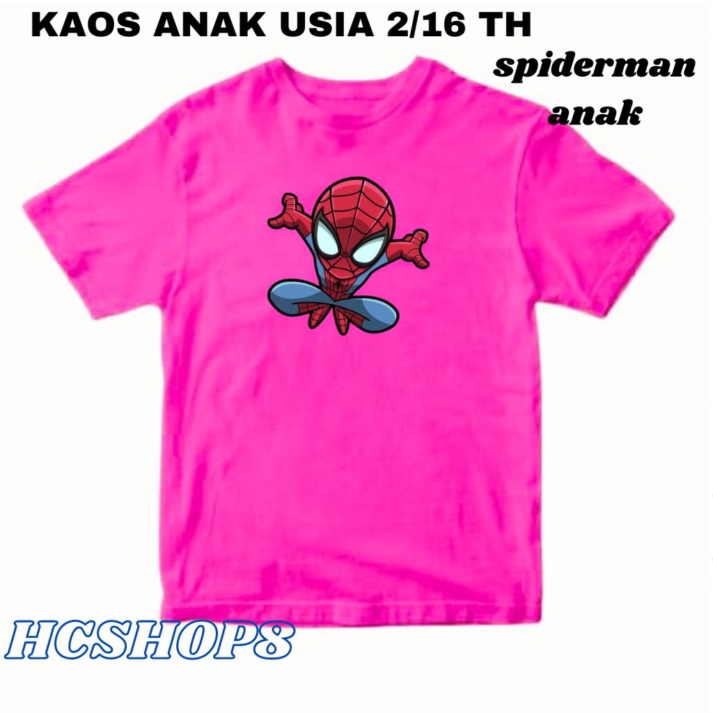 Kaos Anak Laki Laki Baju Anak Perempuan Logo Spiderman Warna Usia 2-16 Tahun Unisex