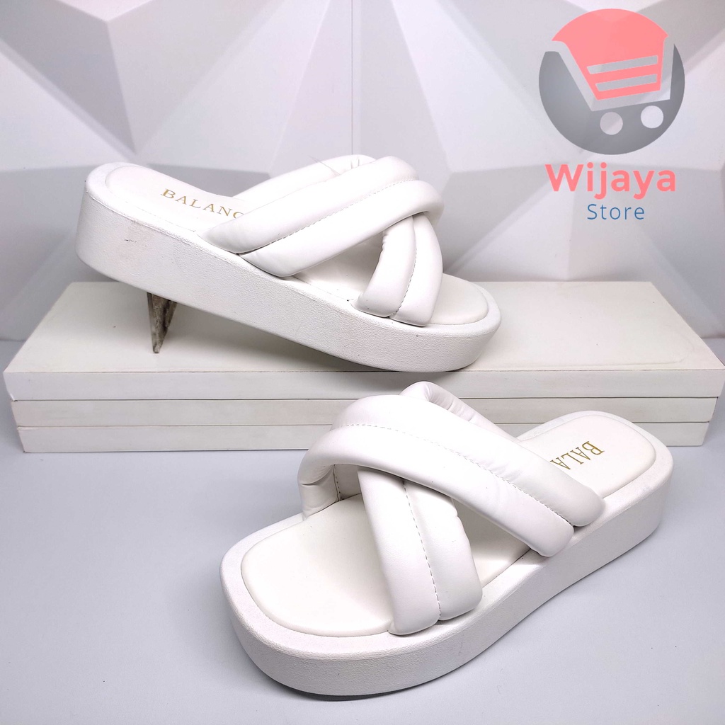 Sandal Wedges Slop Wanita BALANCE 998 Model Silang Sendal Jelly Slide Pita Selop Cewek Perempuan