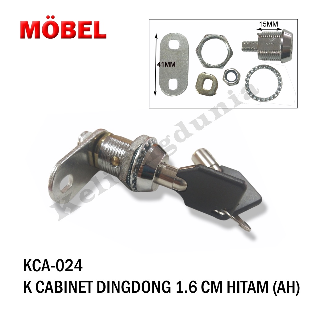 Kunci Cabinet Loker Locker 16 MM Camlock DINGDONG Hitam Pintu Lemari Kayu Besi