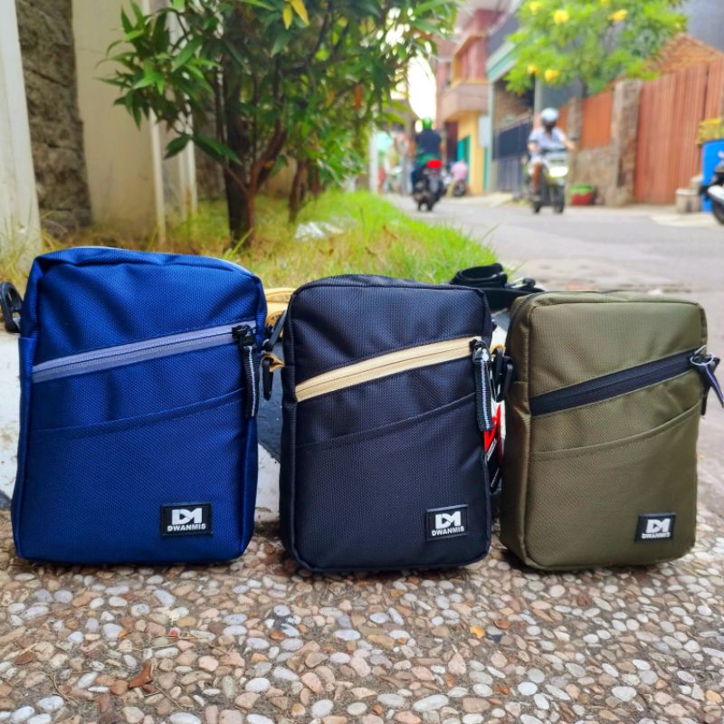 WaistBag Pria Original Bahan Guci Merk DM | Slingbag Pria Slim Minimalis