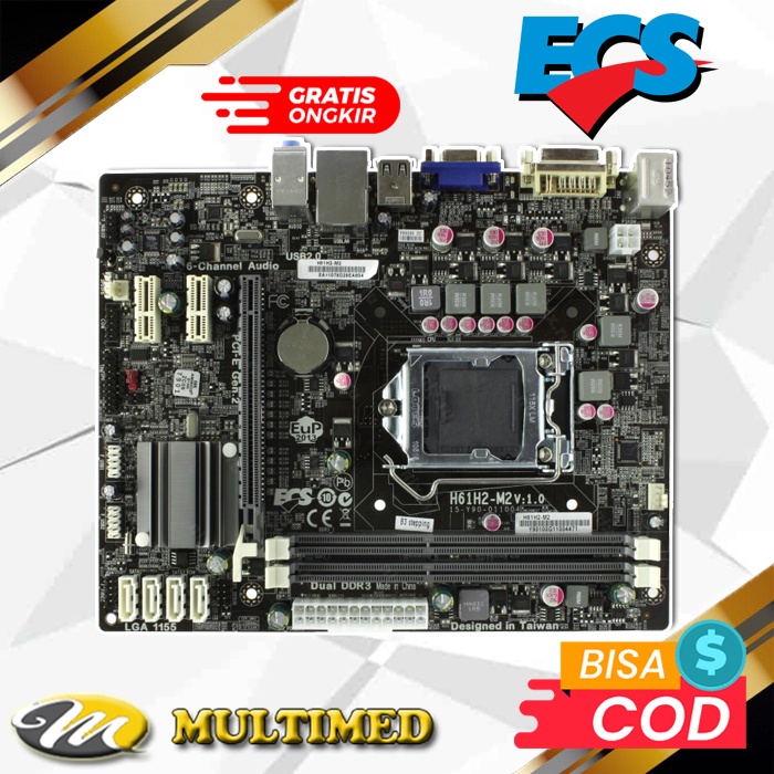 Mainboard LGA 1155 H61 DDR3 Merk Ecs