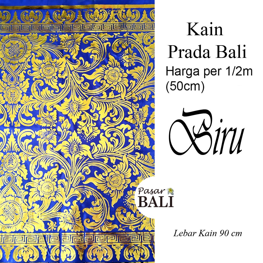 Kain Dekorasi Prada Motif Bunga - Biru