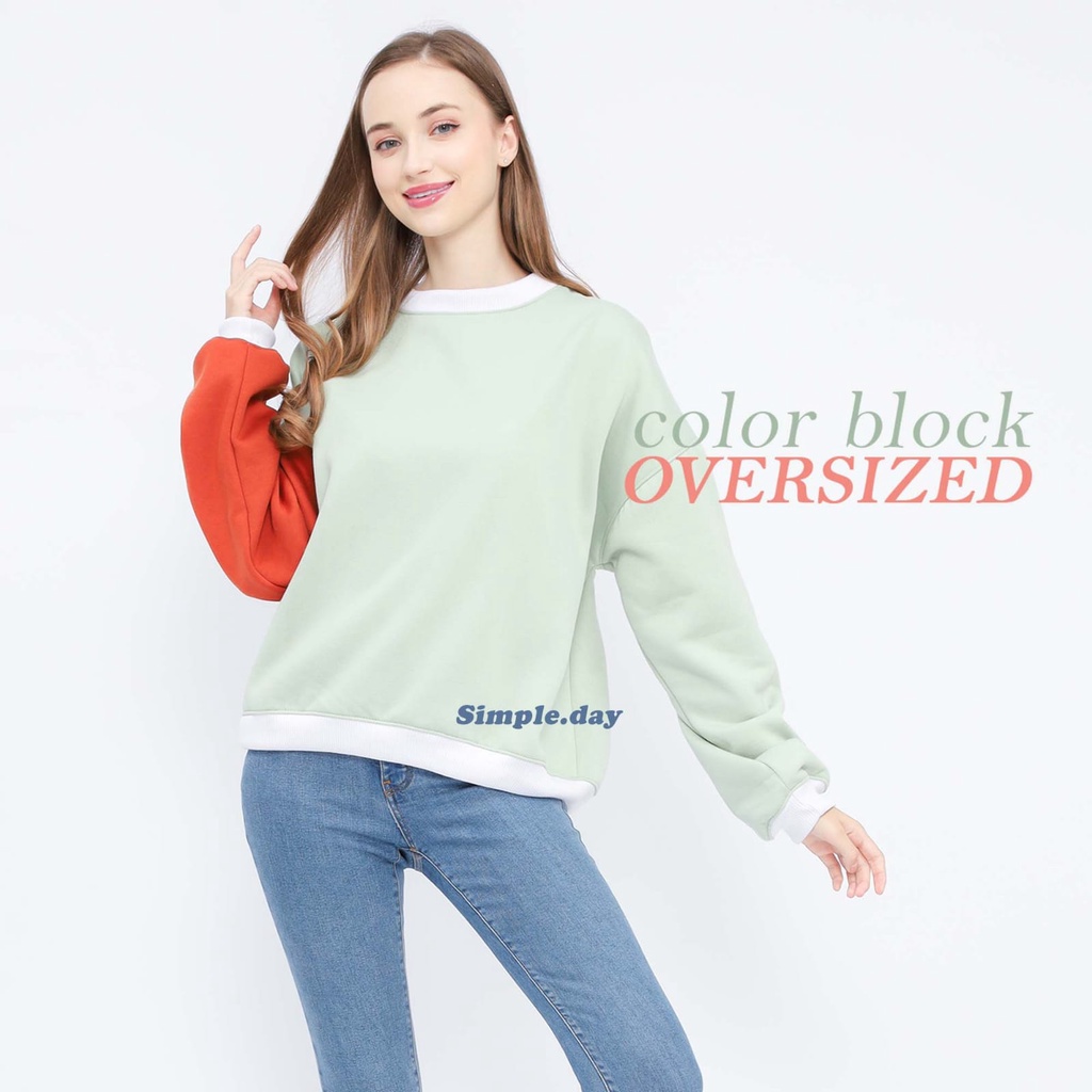 Crewneck Oversized Korean Style Crop - Jumbo LD 130 cm Twotone Color Block
