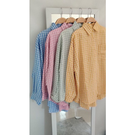 kemeja wanita/asymmetric shirt Gingham vol 2