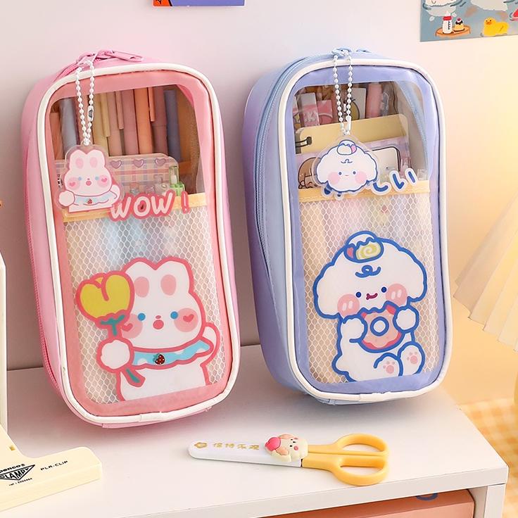 

JY7⋆ Tempat Pensil Transparan Anti Air Motif Kartun Kawaii Dengan Resleting Model Baru