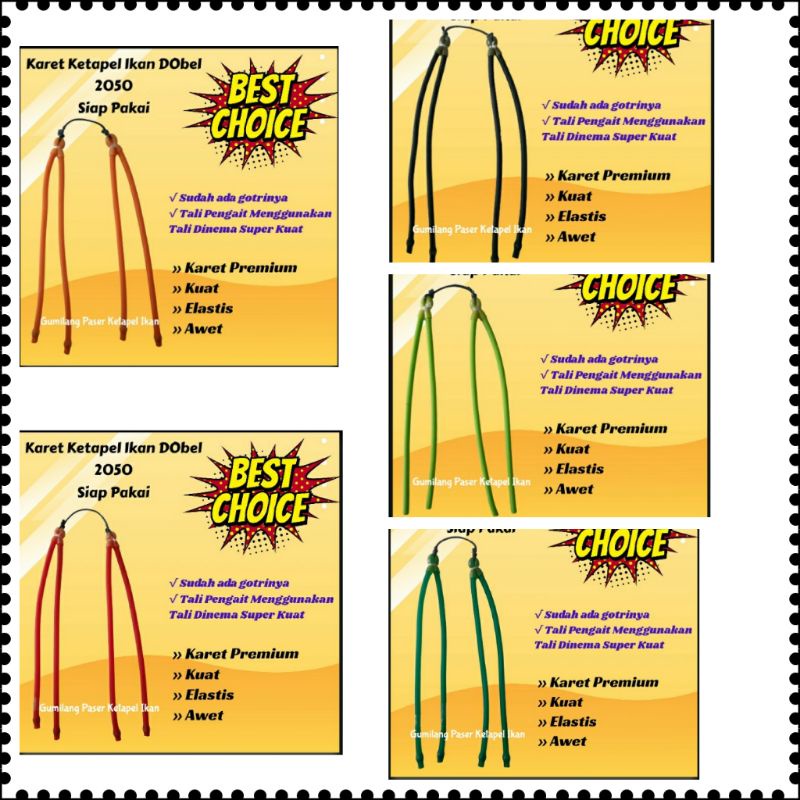 PREMIUM karet ketapel DOBEL POWER 2050 5 mili siap pakai kuat elastis awet