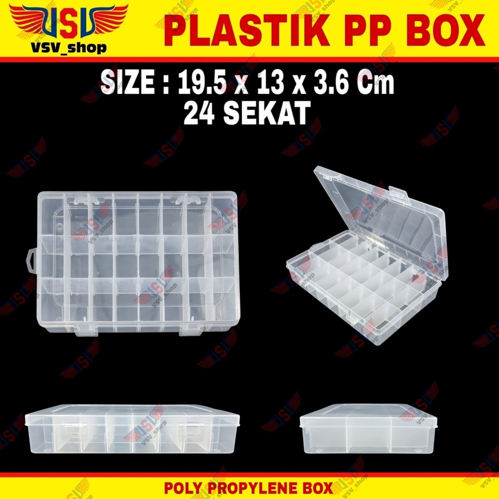 Kotak Plastik 24 Sekat Penyimpanan Box Plastik PP Case Plastic Storage Box QC24