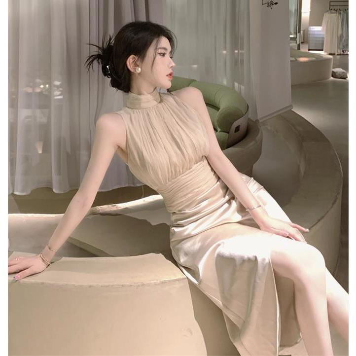 Red Setelan musim panas wanita satu set lengkap fashion temperamen strapless lipit pinggang atas pinggang tinggi tas celah rok pinggul