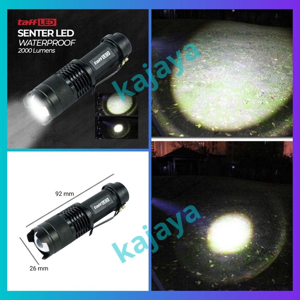 Lampu Senter Security Camping LED 2000 Lumens SUPER TERANG Waterproof