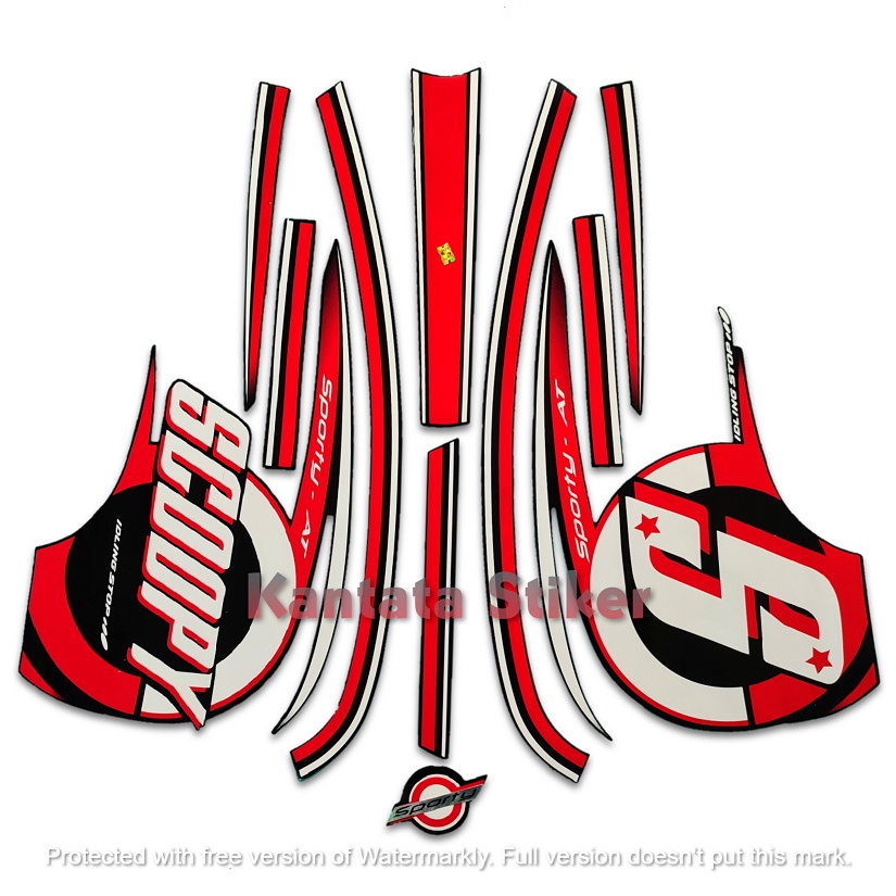 STIKER STRIPING LIS LES BODY MOTOR SCOOPY SPORTY 2015 HITAM STANDAR FULL SET