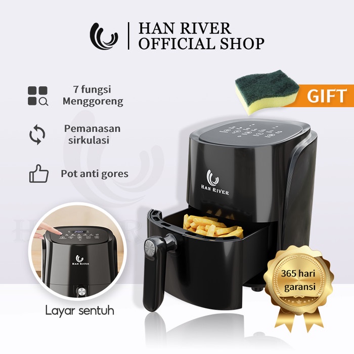 Fryer Han River Air Fryer 4.5L Tombol Layar Sentuh Penggoreng Tanpa Minya