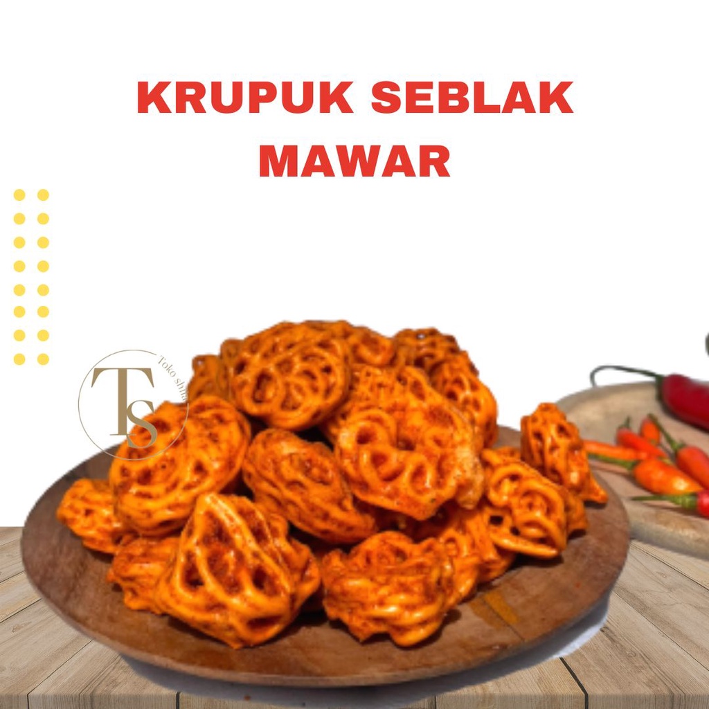 KERUPUK SEBLAK MAWAR BANTET 1 Kilo/ KRUPUK PEDAS CIKRUH KENCUR DAUN JERUK CAMILAN JAMAN NOW