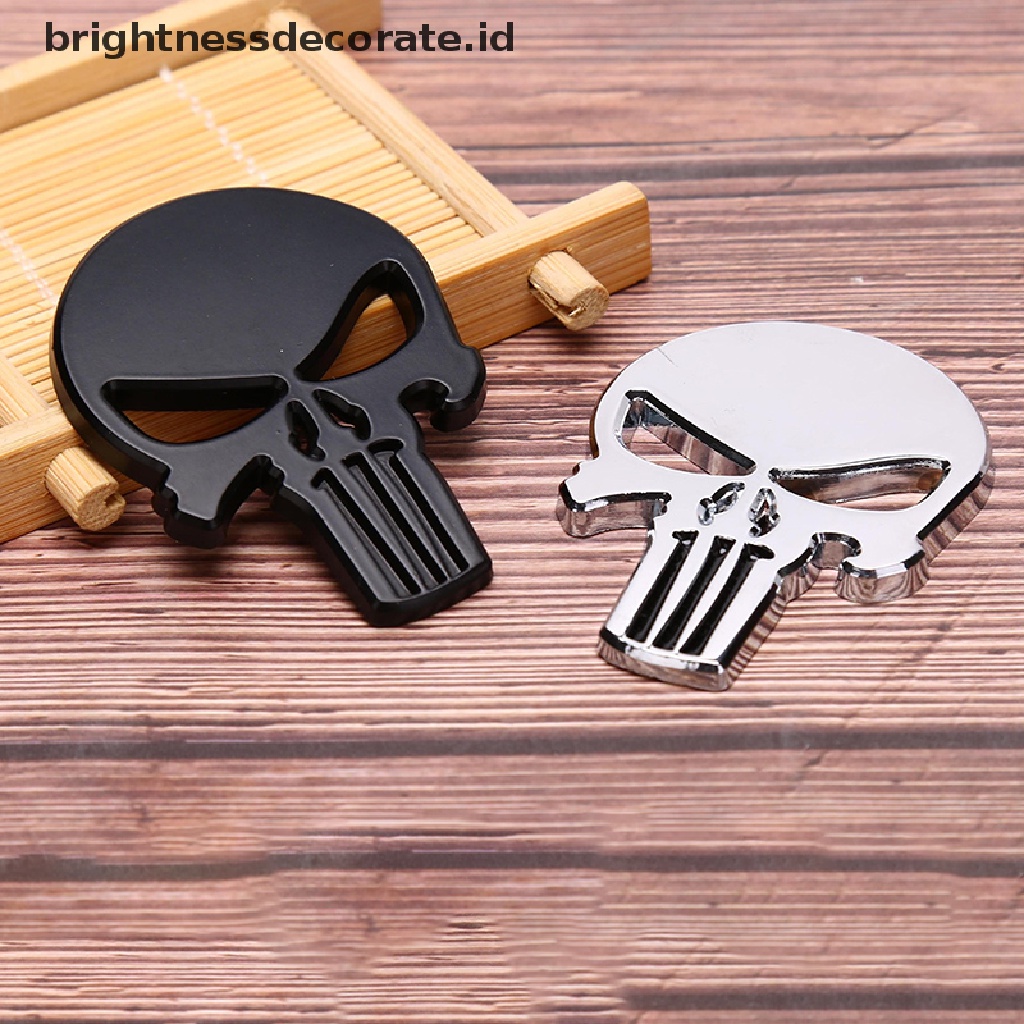 [Birth] 3d Metal Skull Head Stiker Mobil Keren Emblem Sticker Aksesoris Styling Mobil [ID]