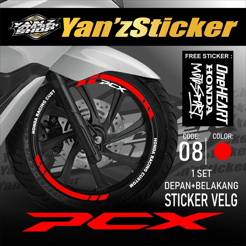 Aksesoris Motor Stiker Cutting Sticker List Velg Honda PCX 160 PCX 150 Lis Pelek Velk Variasi Set De