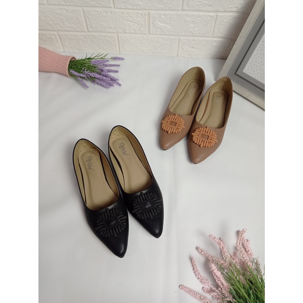 ROSSE sepatu heel 2 cm dan sepatu tali belakang hak 2cm BR25 TR25 kulit doff tapak rubber Sepatu Kan