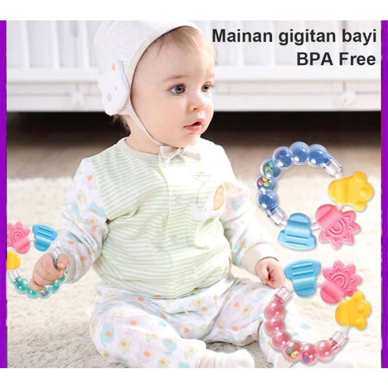 [BPA FREE] MAINAN GIGITAN BAYI / GIGITAN GENGGAM BAYI ADA RICINGAN