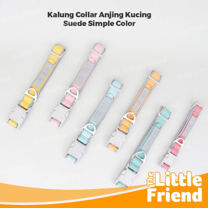 Kalung Leher Pet Collar Neck Anjing Kucing Bahan Suede Simple Color