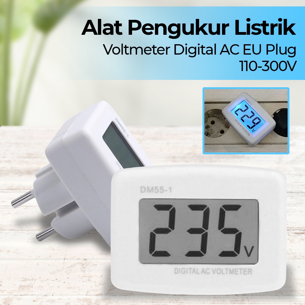 Voltmeter Digital AC EU Plug OMAD3KWH 110-300V / Alat Pengukur Listrik - White